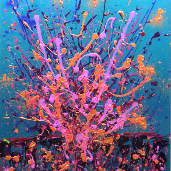Todays Your Birthday Blue Orange Pink by Artist John Vargo Wichita, Kansas